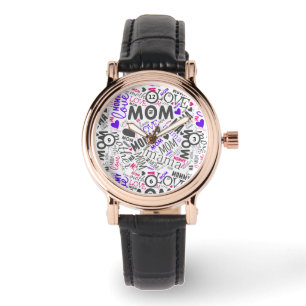Cute Mum Mother Word Art Typo Cloud Mothers Day  Watch