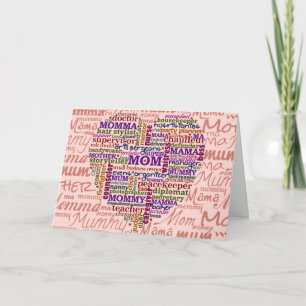 Cute Mum Mother's Day Word Art Heart Card