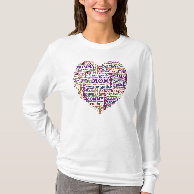Cute Mum Mother's Day Word Art Heart T-Shirt (Front)