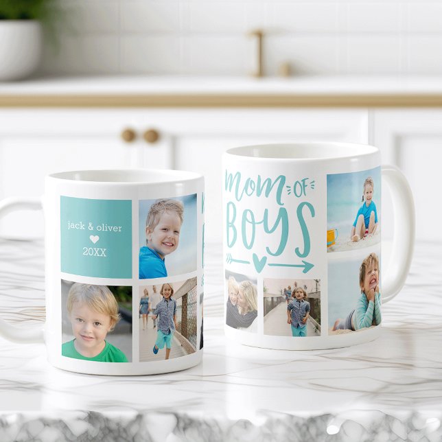 Cute Mum of Boys Photo Collage Coffee Mug (Creator Uploaded)