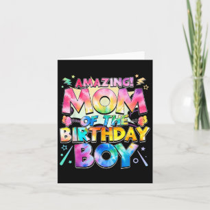 Cute Mum Of The Birthday Boy Tie Dye Matching Card