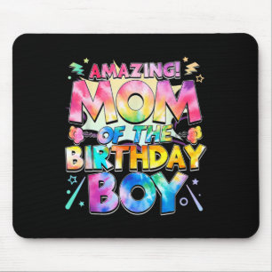 Cute Mum Of The Birthday Boy Tie Dye Matching Mouse Pad