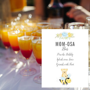 Cute Mum-osa Bar Boy Teddy Bear Baby Shower Poster