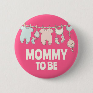 Cute Mum To Be Custom Pink Baby Shower Party 6 Cm Round Badge