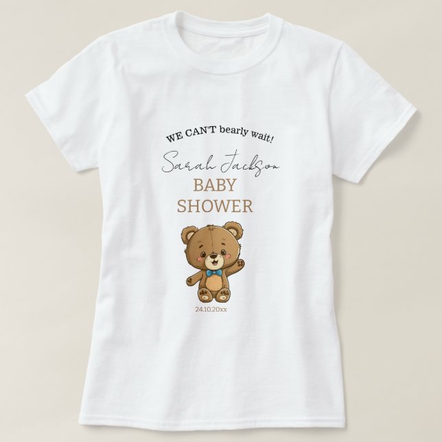 Cute Mum to be Teddy Bear Baby Shower  T-Shirt (Design Front)