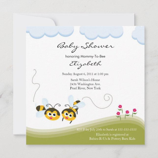 CUTE Mum to Bee Baby Shower Invitation (Front)