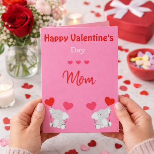 Cute Mum Valentine's Day Elephants Holiday Card