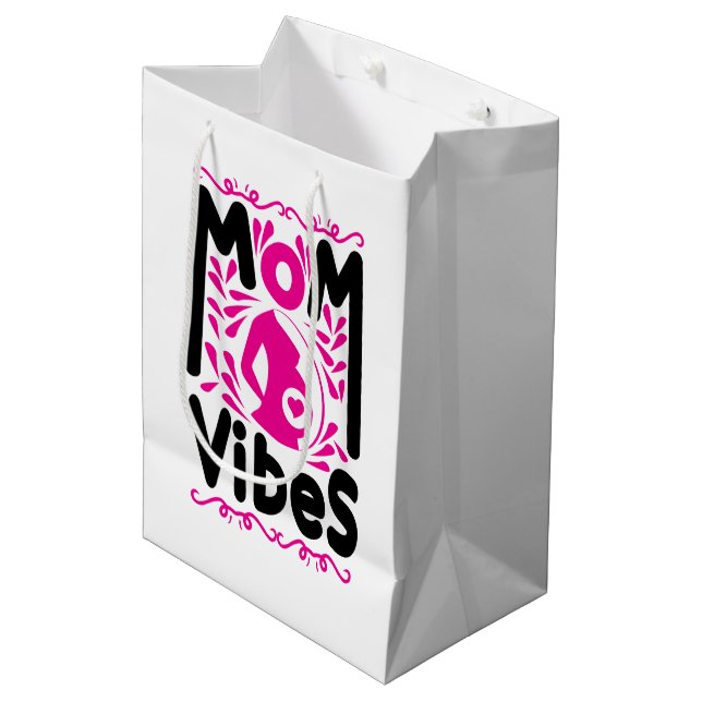 Cute Mum vibes word art  Medium Gift Bag (Front Angled)