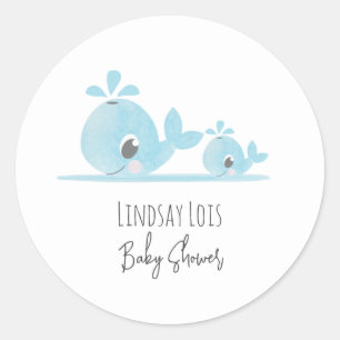 Cute Mum Whale Baby Whale Baby Shower   Classic Round Sticker