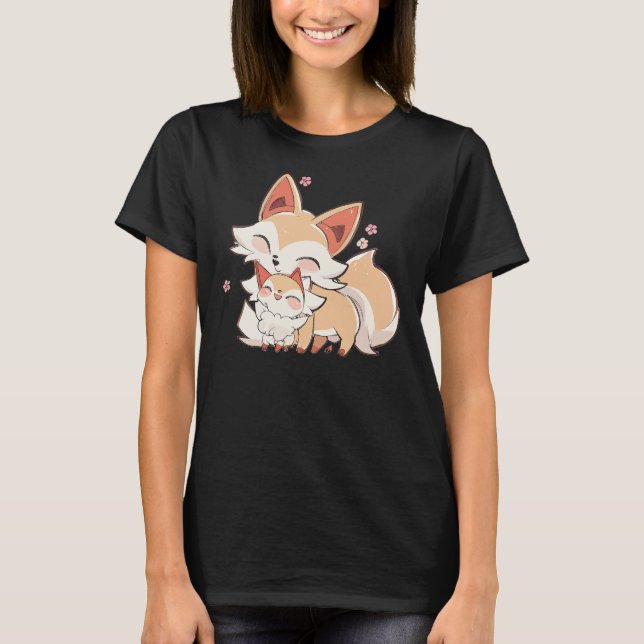 Cute mummy and baby fox T-Shirt (Front)