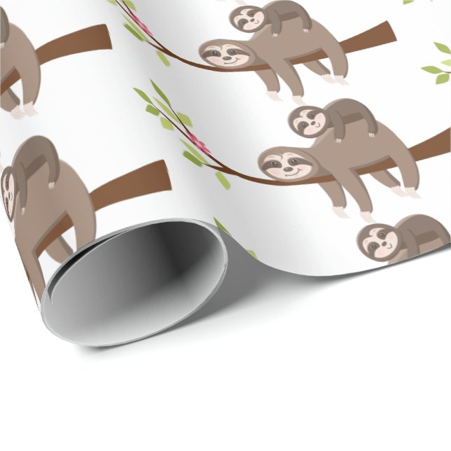 Cute Mummy and baby unisex sloth wrap Wrapping Paper (Roll Corner)