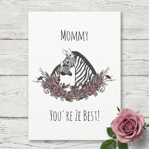 Cute Mummy and Baby Zebra Happy Mother's Day Card