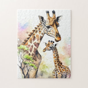 Cute Mummy & Baby giraffe  Jigsaw Puzzle