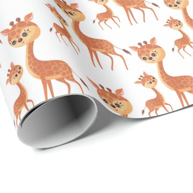 cute Mummy baby giraffe tiled party Wrapping Paper (Roll Corner)