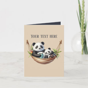 Cute Mummy baby panda bears add text Card