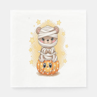 Cute Mummy Bear Halloween Napkin