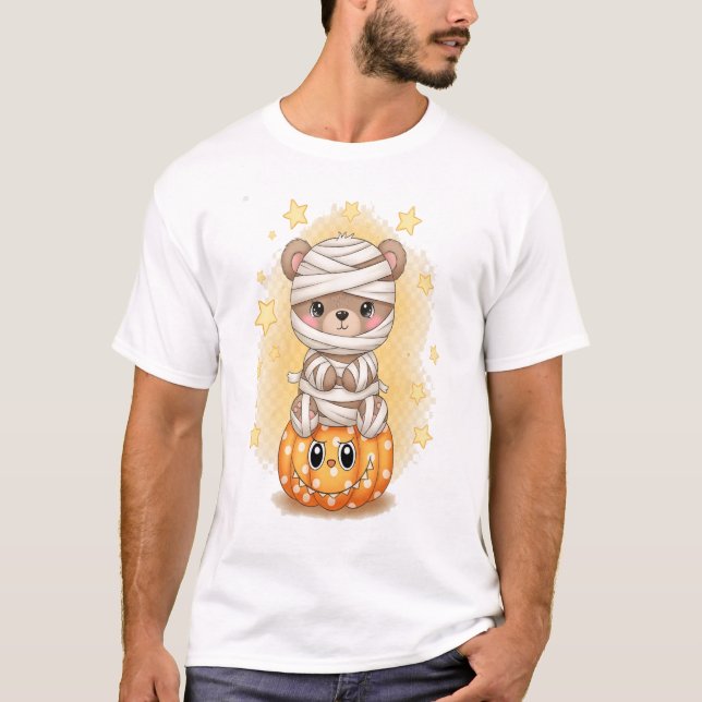 Cute Mummy Bear Halloween T-Shirt (Front)