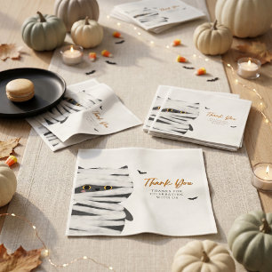 Cute Mummy Cat Halloween Thank You Napkin