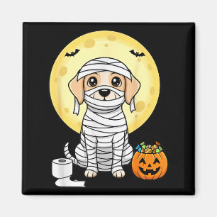 Cute Mummy Dog Halloween Full Moon Puppy Trick Or Magnet