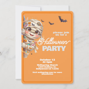 Cute Mummy Family Friendly Halloween Party Invitation
