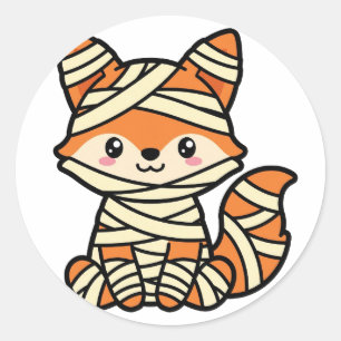 Cute Mummy Fox Halloween Classic Round Sticker