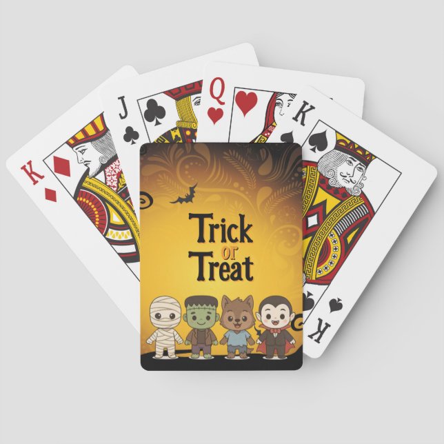 Cute mummy, Frankenstein, Dracula, werewolf    Playing Cards (Back)