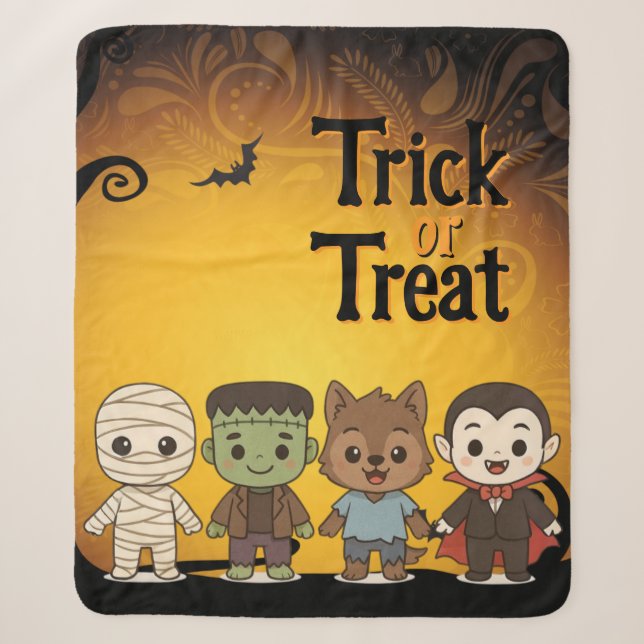 Cute mummy, Frankenstein, Dracula, werewolf    Sherpa Blanket (Front)