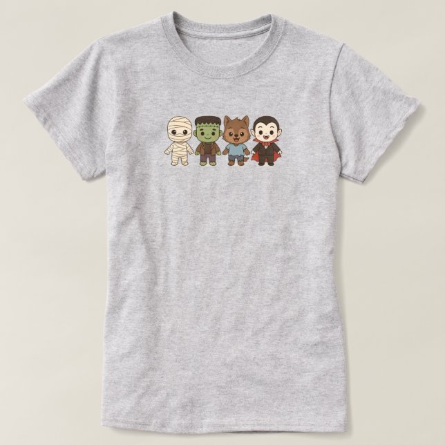 Cute mummy, Frankenstein, Dracula, werewolf    T-Shirt (Design Front)