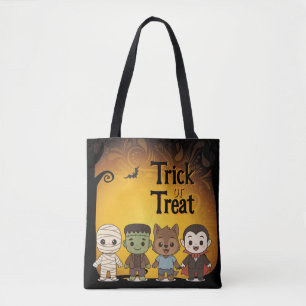 Cute mummy, Frankenstein, Dracula, werewolf Tote Bag