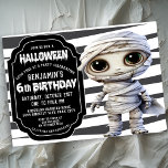 Cute Mummy Halloween Boy's 6th Birthday Invitation<br><div class="desc">Cute Mummy Halloween Boy's 6th Birthday Invitation. Easy To Change The Sample Text To Your Own By Clicking Personalise.  Click Customise Further To Change The Text Type,  Text Colour,  Text Size Or To Add/Delete/Change The Text Or Design Elements.</div>