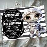 Cute Mummy Halloween Boy's 8th Birthday Invitation<br><div class="desc">Cute Mummy Halloween Boy's 8th Birthday Invitation. Easy To Change The Sample Text To Your Own By Clicking Personalise.  Click Customise Further To Change The Text Type,  Text Colour,  Text Size Or To Add/Delete/Change The Text Or Design Elements.</div>