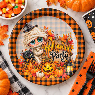 Cute Mummy Halloween Party Paper Plate