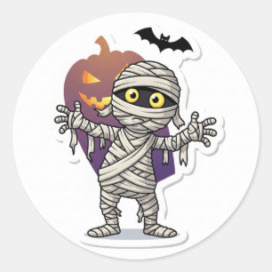Cute Mummy Halloween Sticker Spooky & Fun Party