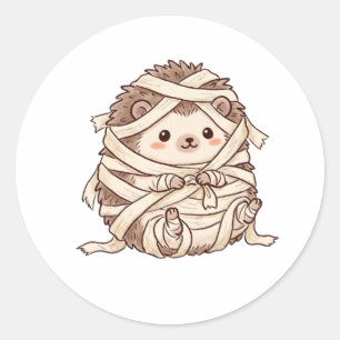 Cute Mummy Hedgehog Halloween Costume Animal Illus Classic Round Sticker