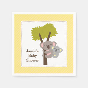 Cute Mummy Koala Bear Baby Shower Party Napkin