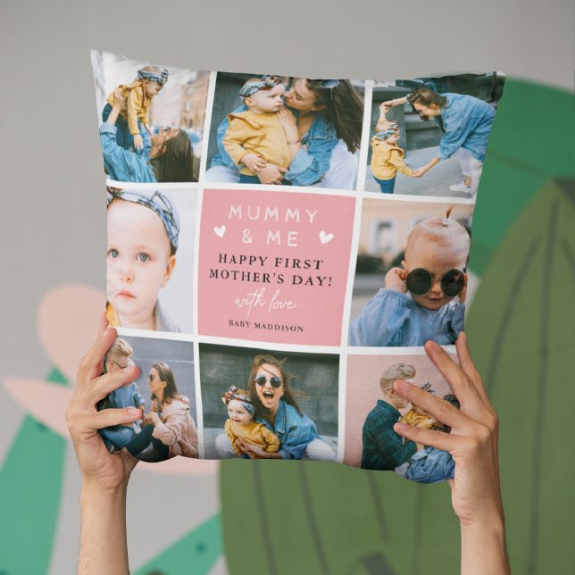 Cute 'Mummy & Me' Photo Collage 1st Mother's Day Cushion (Creator Uploaded)