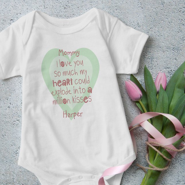 Cute Mummy Poem on Mint Heart Personalised Baby Bodysuit (Creator Uploaded)