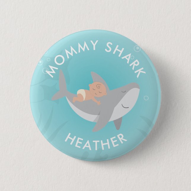 Cute Mummy Shark Button (Front)