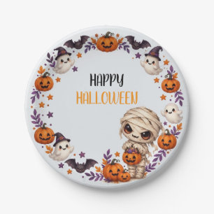 Cute Mummy Spooky Halloween Kids Party Paper Plate