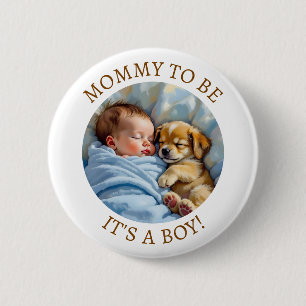 Cute Mummy to Be   Boy's Baby Shower 6 Cm Round Badge