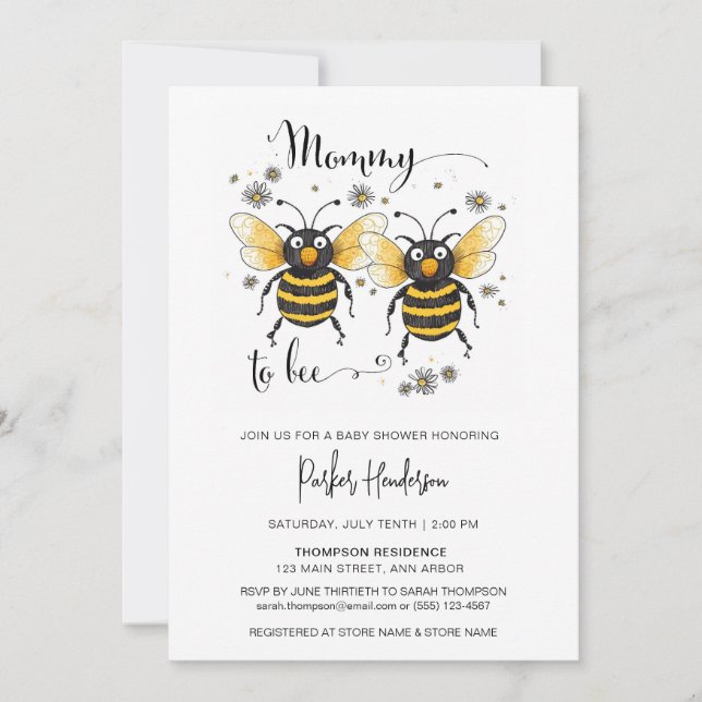 Cute Mummy To Bee Baby Shower Invitation (Front)