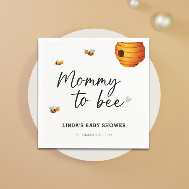 Cute Mummy To Bee Baby Shower Napkin (Creator Uploaded)