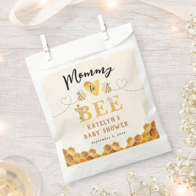 Cute Mummy to Bee Gender Neutral baby shower Favour Bags (Clipped)