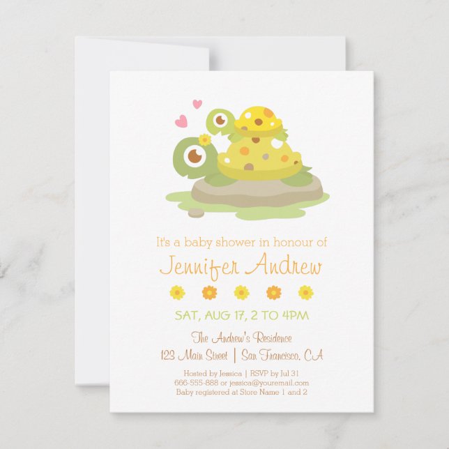 Cute Mummy Turtle and Child Baby Shower Invitation (Front)