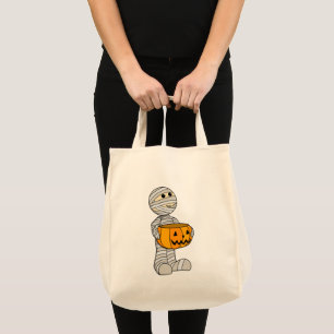 Cute Mummy with Jack-o-Lantern Tote Bag