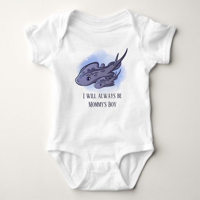 cute Mummy's boy stingray  Baby Bodysuit (Front)