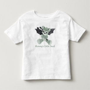 Cute Mummy's Little Devil Green Teddy Toddler T-Shirt