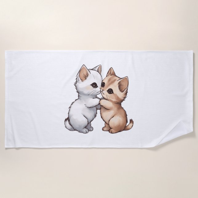 Cute Munchkin Cat Classic T-Shirt Beach Towel (Front)