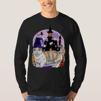 Cute Munchkin Cat Halloween Witch Pumpkin T-Shirt