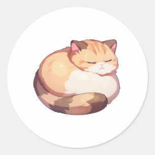 Cute Munchkin Cat Sleeping Classic T-Shirt Round Sticker
